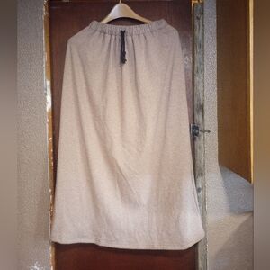 Fleece Lined Cotton Taupe Maxi Skirt